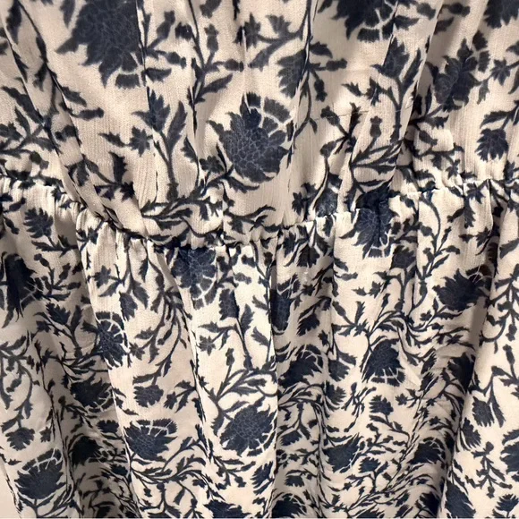 LOFT Petite XSP Navy Floral Sleeveless Dress Summer Spaghetti Strap Sundress - Picture 2 of 11